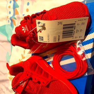 Adidas red toddler sneakers